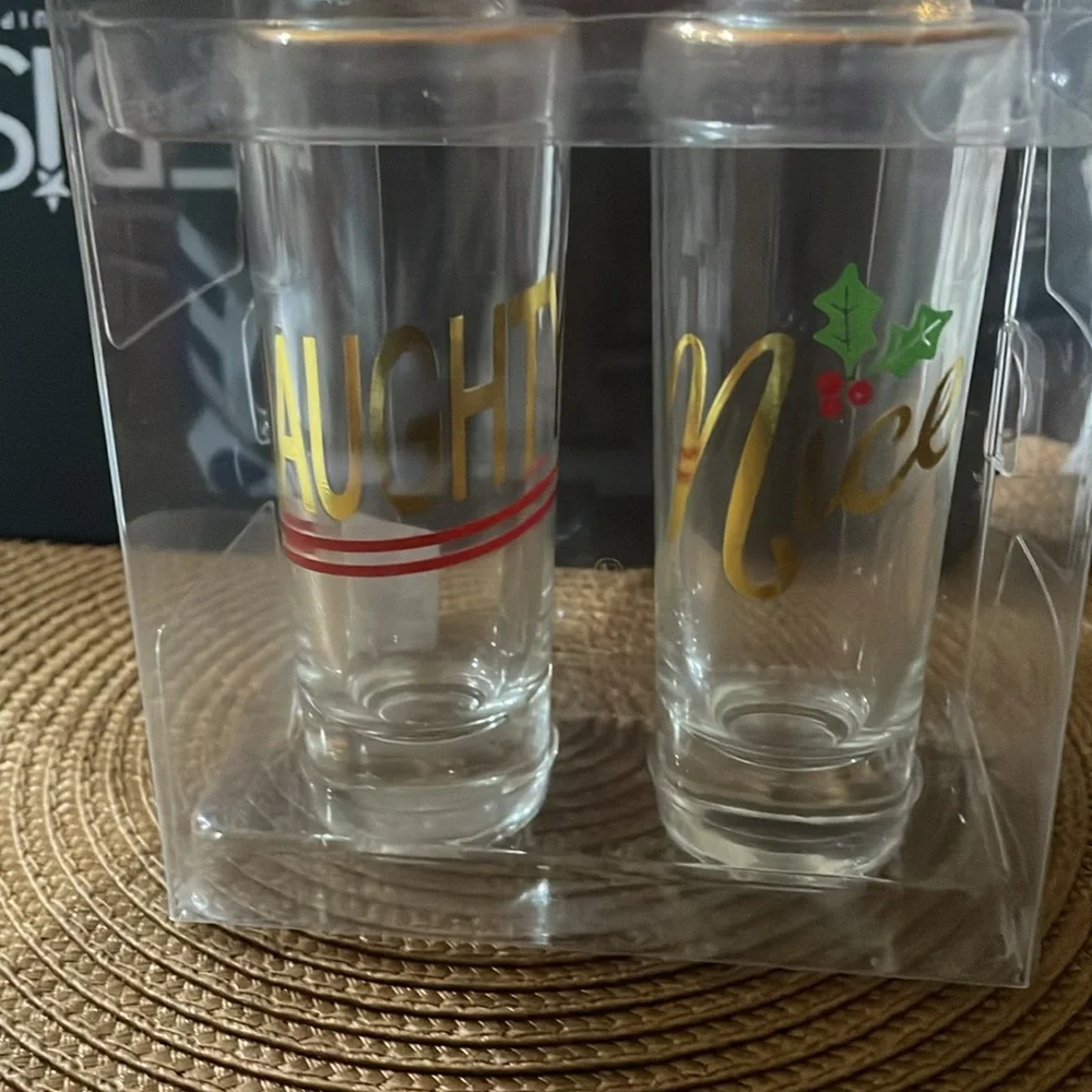 Pottery barn naughty and nice shot glasses